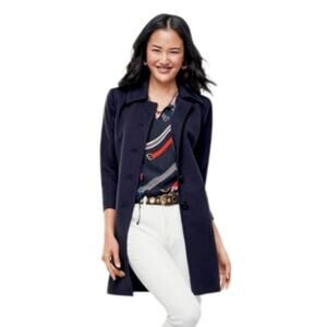 CAbi Carriage Jacket Coat 5658 Womens Lg Navy Button Classic Polka Dot Nautical